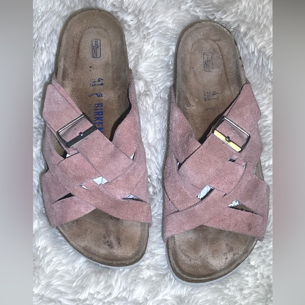 Birkenstock Lugano Women's Blush Suede Sandals size 10